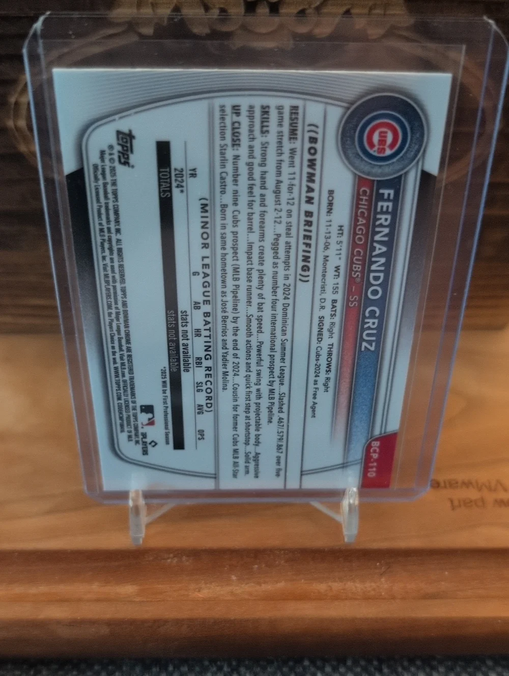 2025 Bowman Chrome Prospects Fernando Cruz Rookie Card Green Shimmer #34/99 Cubs - Picture 4 of 4